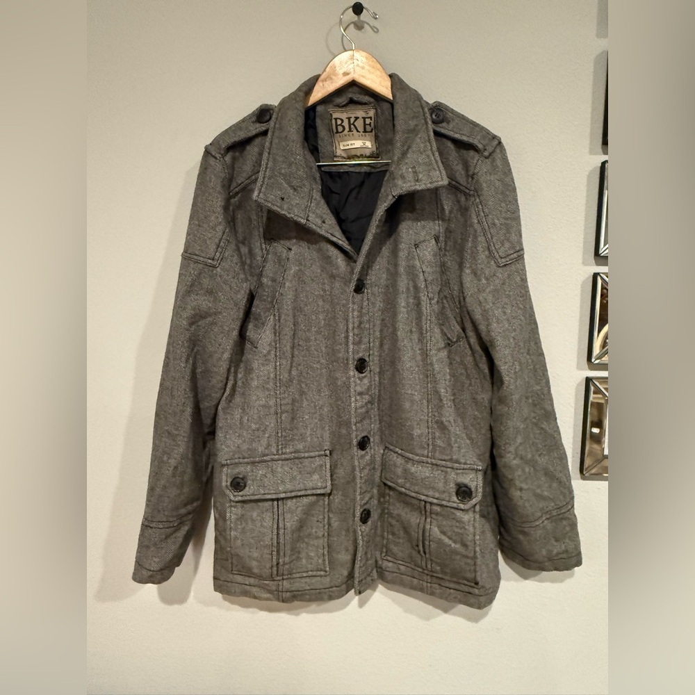 BKE BUCKLE Men's Gray Edwards Jacket Coat Wool Blend Slim Fit Size‎ M